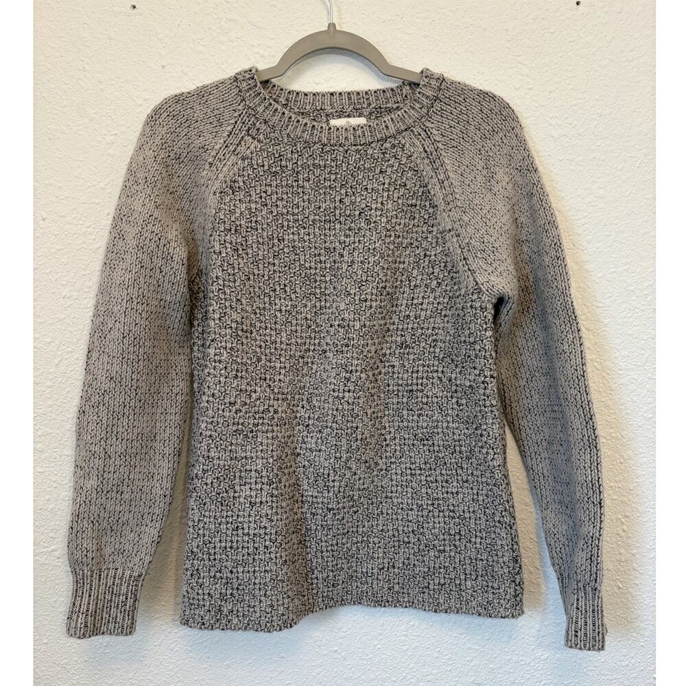 L.L. Bean Signature Wool Knit Sweater Medium Gray Heather Fisherman